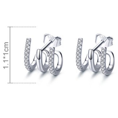 Three - layer silver earrings - AmiraMart