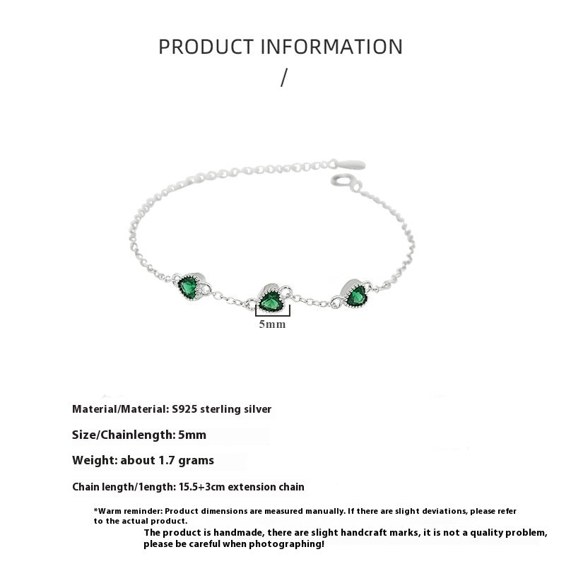 Three Lovely Emerald Gemstone Bracelet - AmiraMart