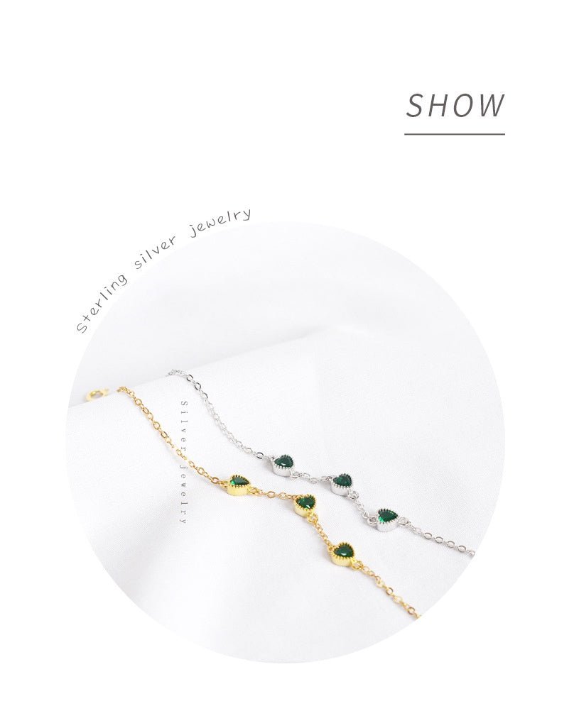 Three Lovely Emerald Gemstone Bracelet - AmiraMart