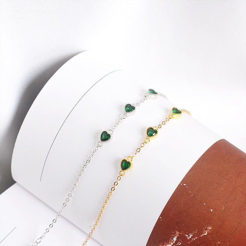 Three Lovely Emerald Gemstone Bracelet - AmiraMart