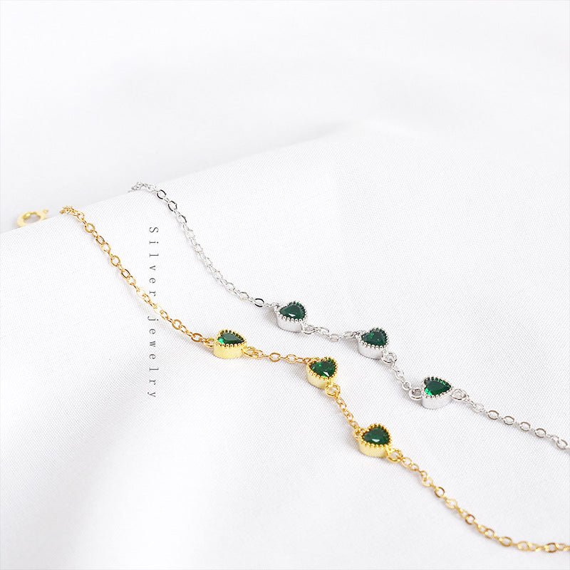 Three Lovely Emerald Gemstone Bracelet - AmiraMart
