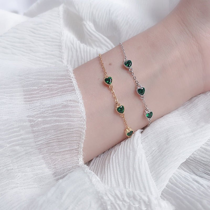 Three Lovely Emerald Gemstone Bracelet - AmiraMart