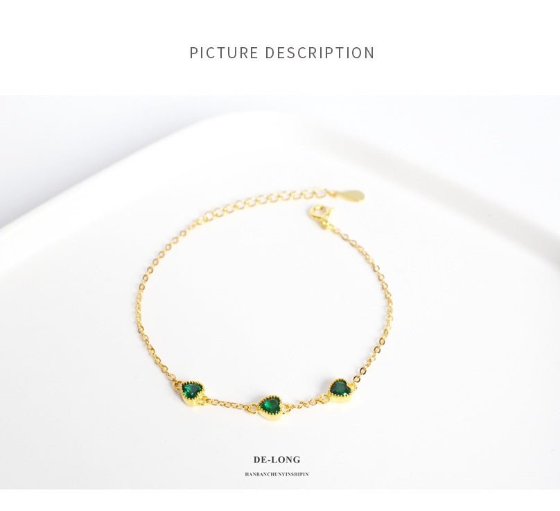 Three Lovely Emerald Gemstone Bracelet - AmiraMart