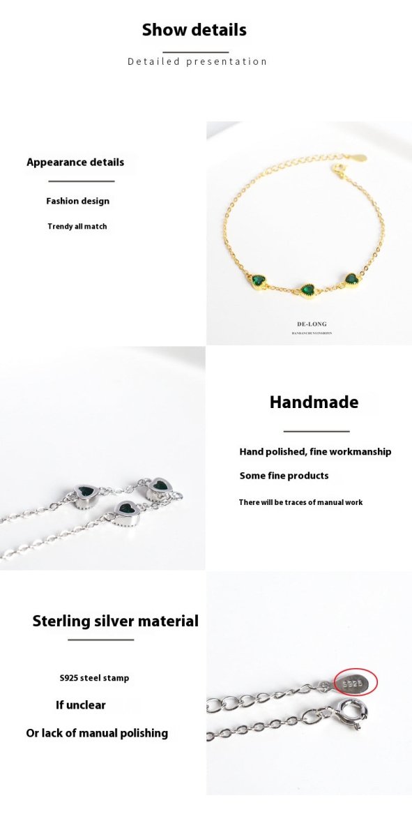 Three Lovely Emerald Gemstone Bracelet - AmiraMart