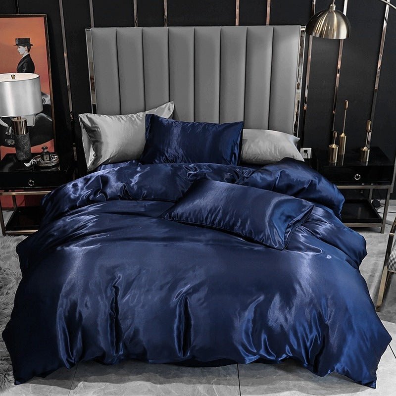 Three - Piece Set Of Imitation Silk Satin Bedding Home Textile Quilt Cover And Pillowcase - AmiraMart