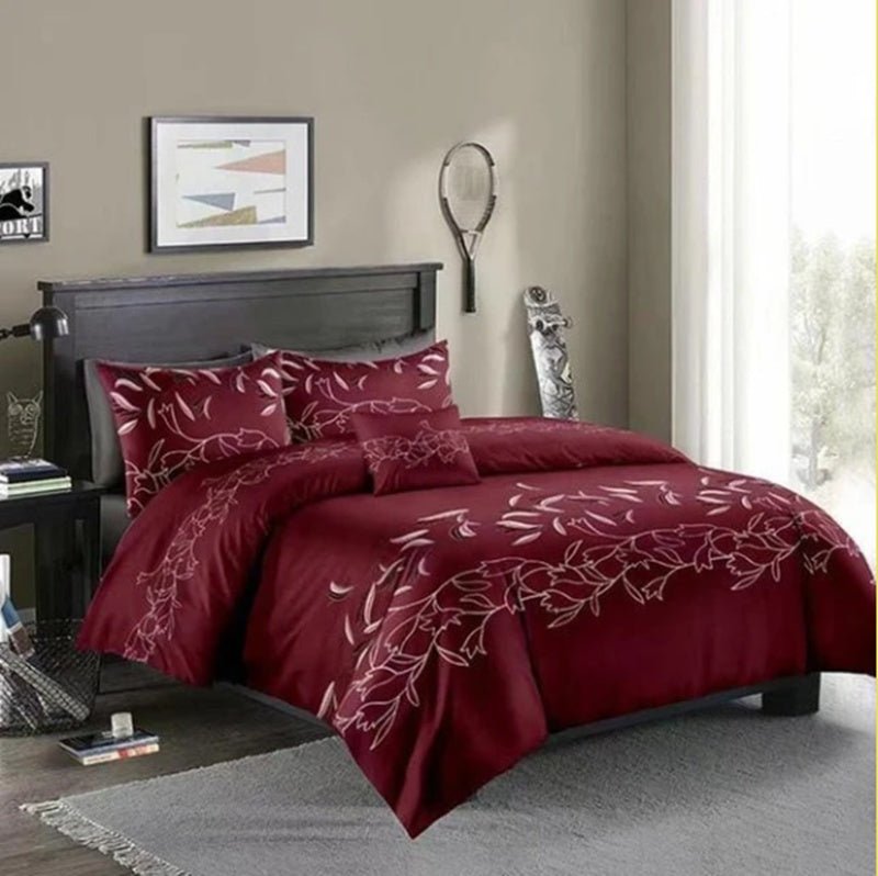 Three - piece Simple Plain Black Printing Bedding Set - AmiraMart