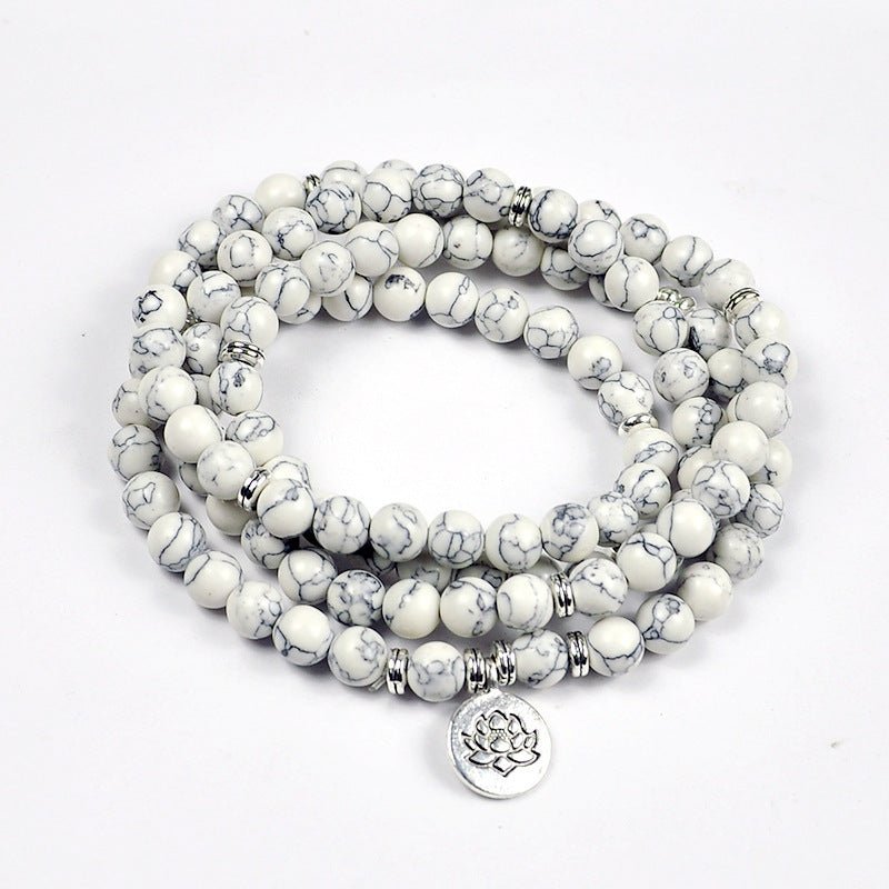 Tiger Eye Stone Bracelet – 108 Buddha Beads & Lotus - AmiraMart