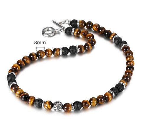 Tiger Eye Stone Bracelet – 108 Buddha Beads & Lotus - AmiraMart