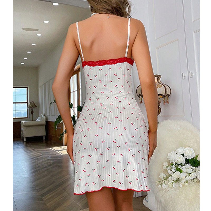Tight Waist Slim Backless Slip Nightdress - AmiraMart