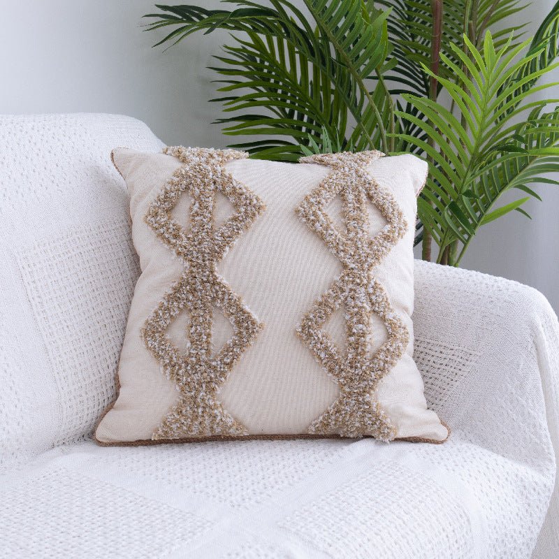 Tufted Throw Pillow Moroccan Fringed Waist Pillow Case - AmiraMart