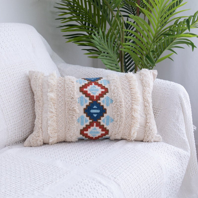 Tufted Throw Pillow Moroccan Fringed Waist Pillow Case - AmiraMart