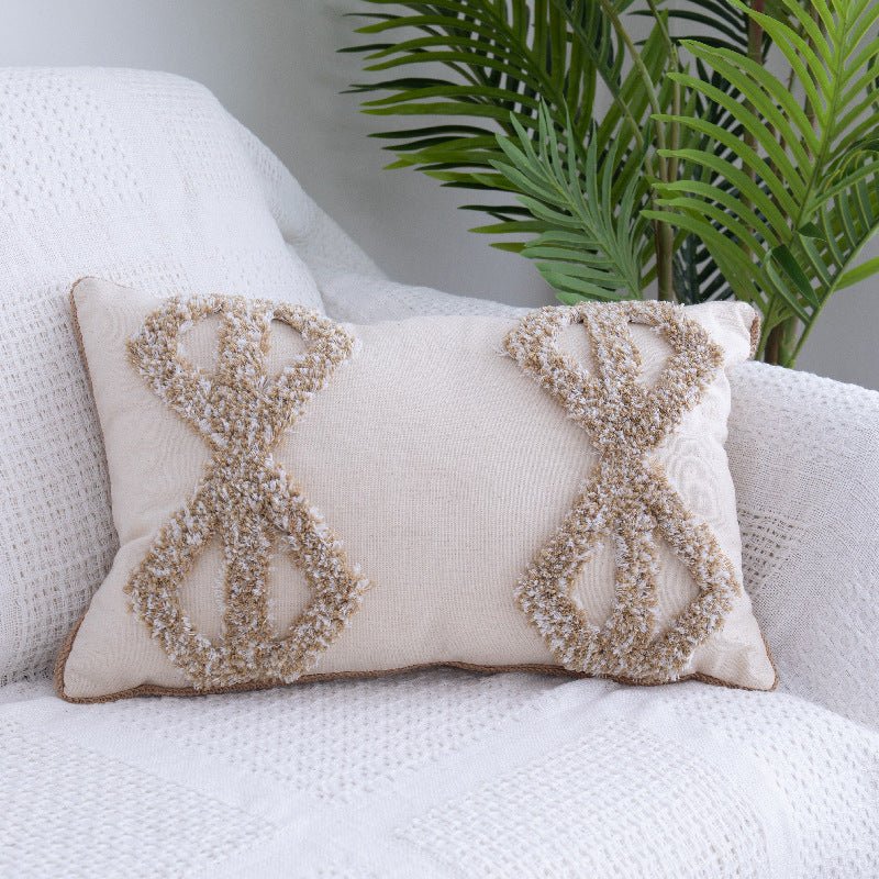 Tufted Throw Pillow Moroccan Fringed Waist Pillow Case - AmiraMart