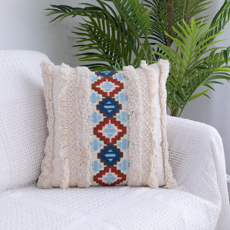 Tufted Throw Pillow Moroccan Fringed Waist Pillow Case - AmiraMart
