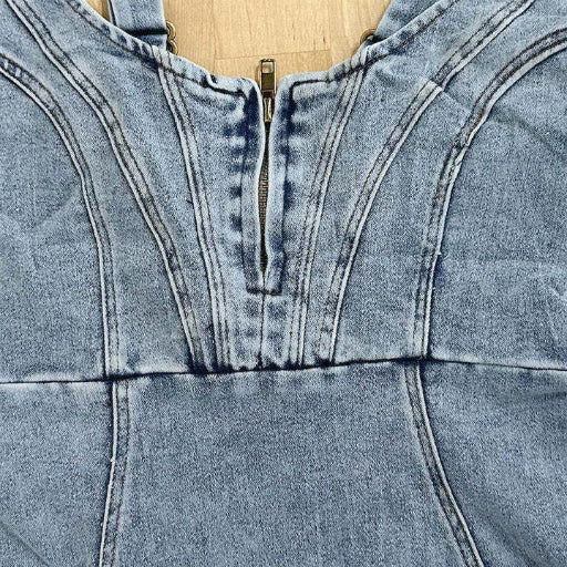 U - Neck Denim Dress - AmiraMart