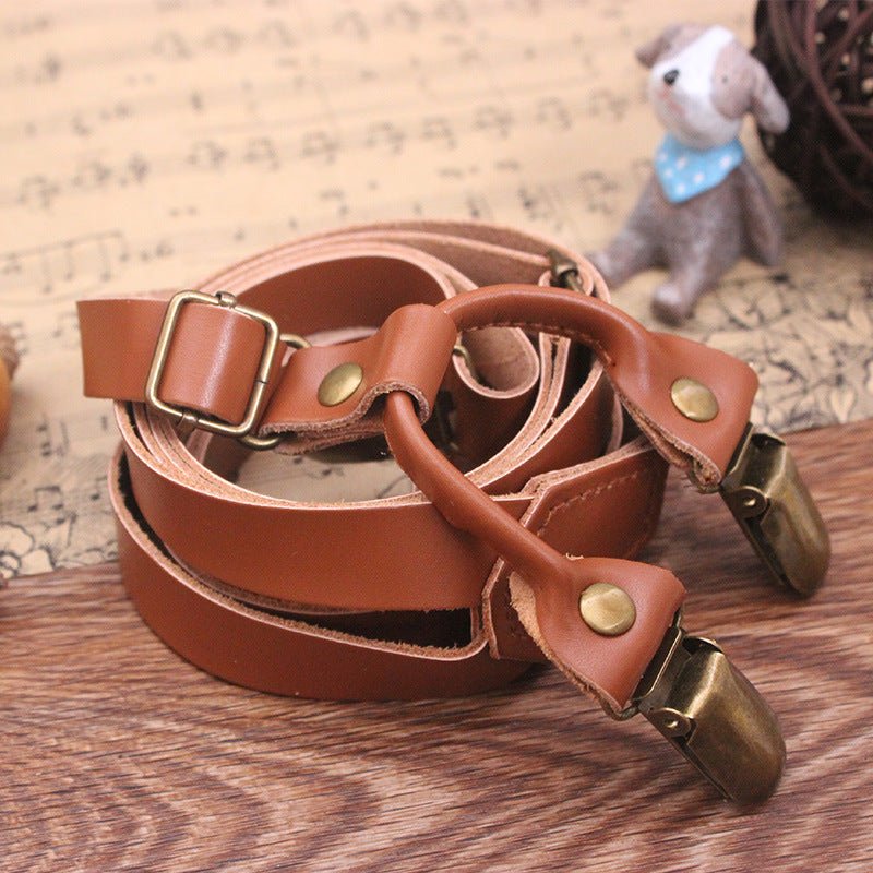 Unisex Microfiber Leather Strap Suspenders - AmiraMart