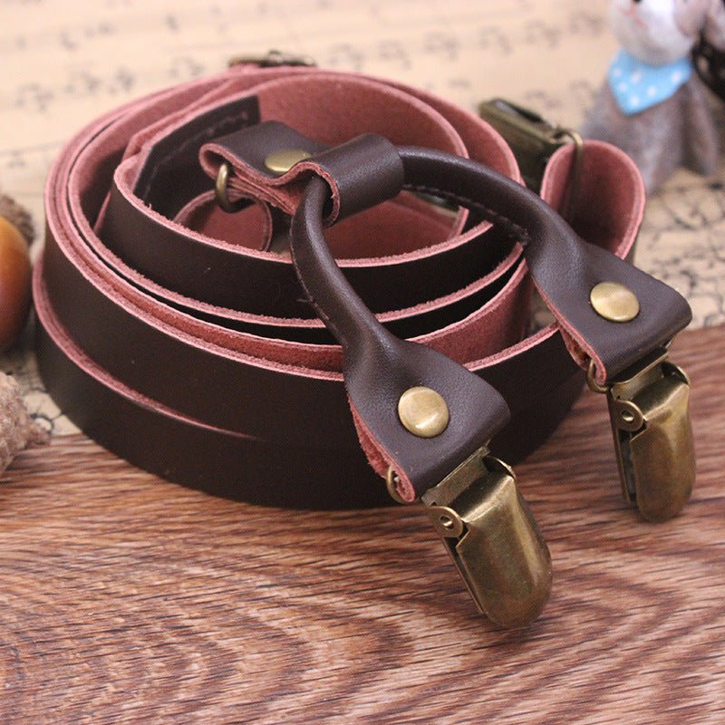 Unisex Microfiber Leather Strap Suspenders - AmiraMart