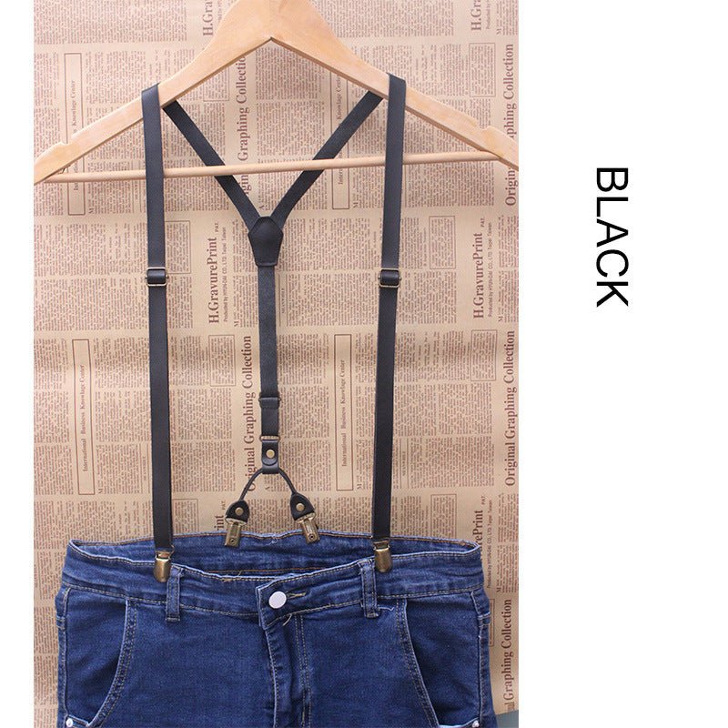 Unisex Microfiber Leather Strap Suspenders - AmiraMart