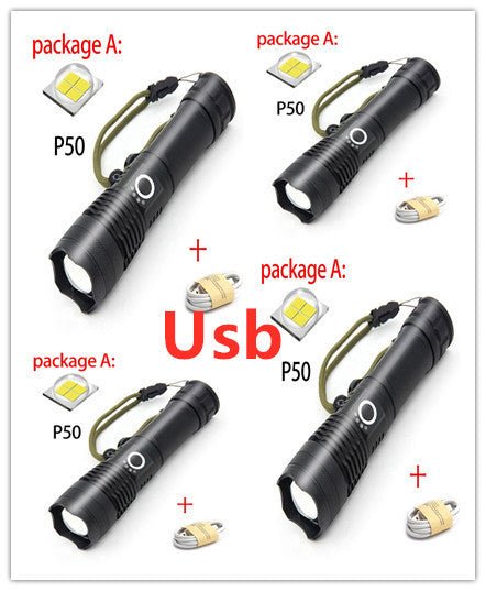 USB Charging Zoom P50 Flashlight - AmiraMart