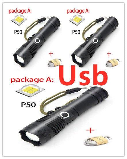 USB Charging Zoom P50 Flashlight - AmiraMart