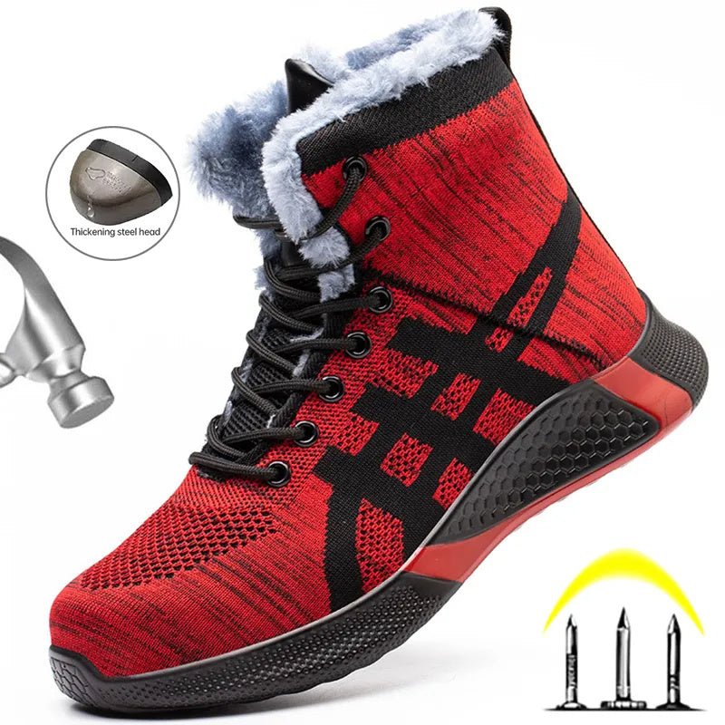 Warm Thickened Breathable Lace - up Safety Shoes - AmiraMart