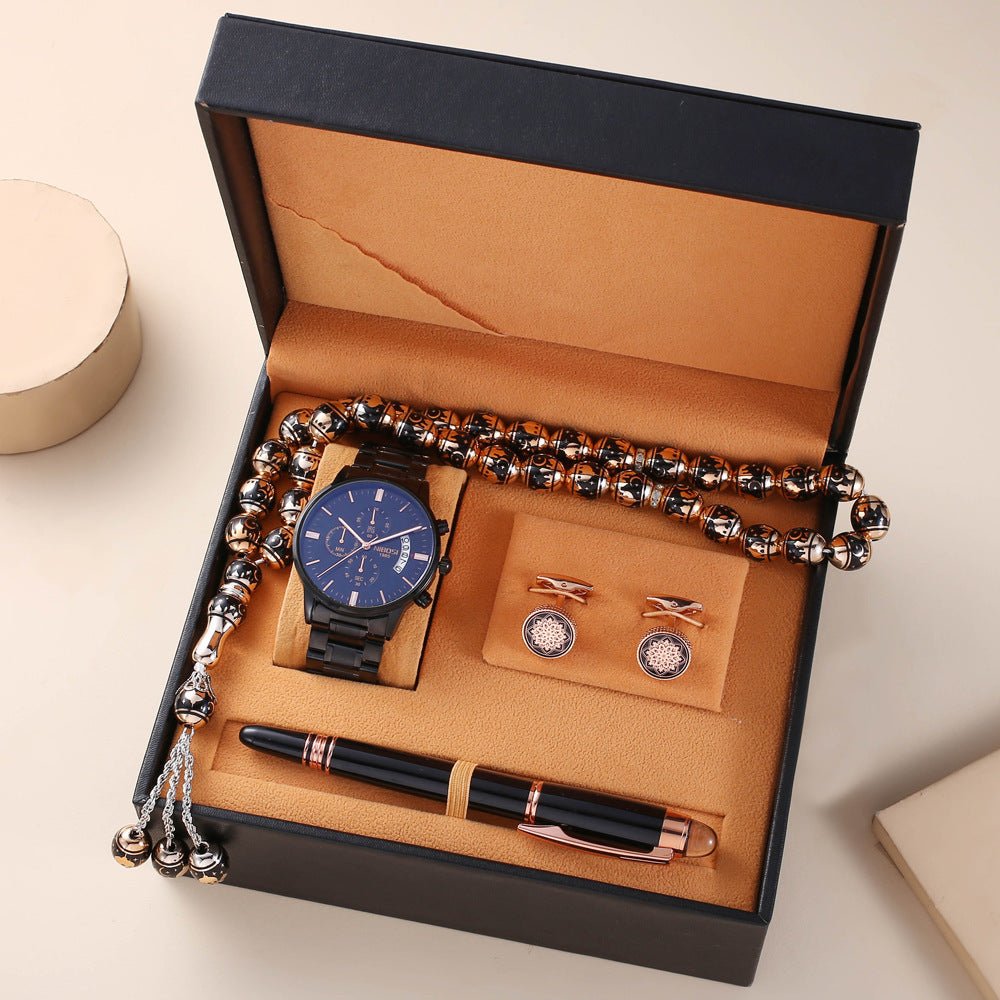 Rosary, Waterproof Watch, Cufflinks, Pen, High - end Gift Box - AmiraMart