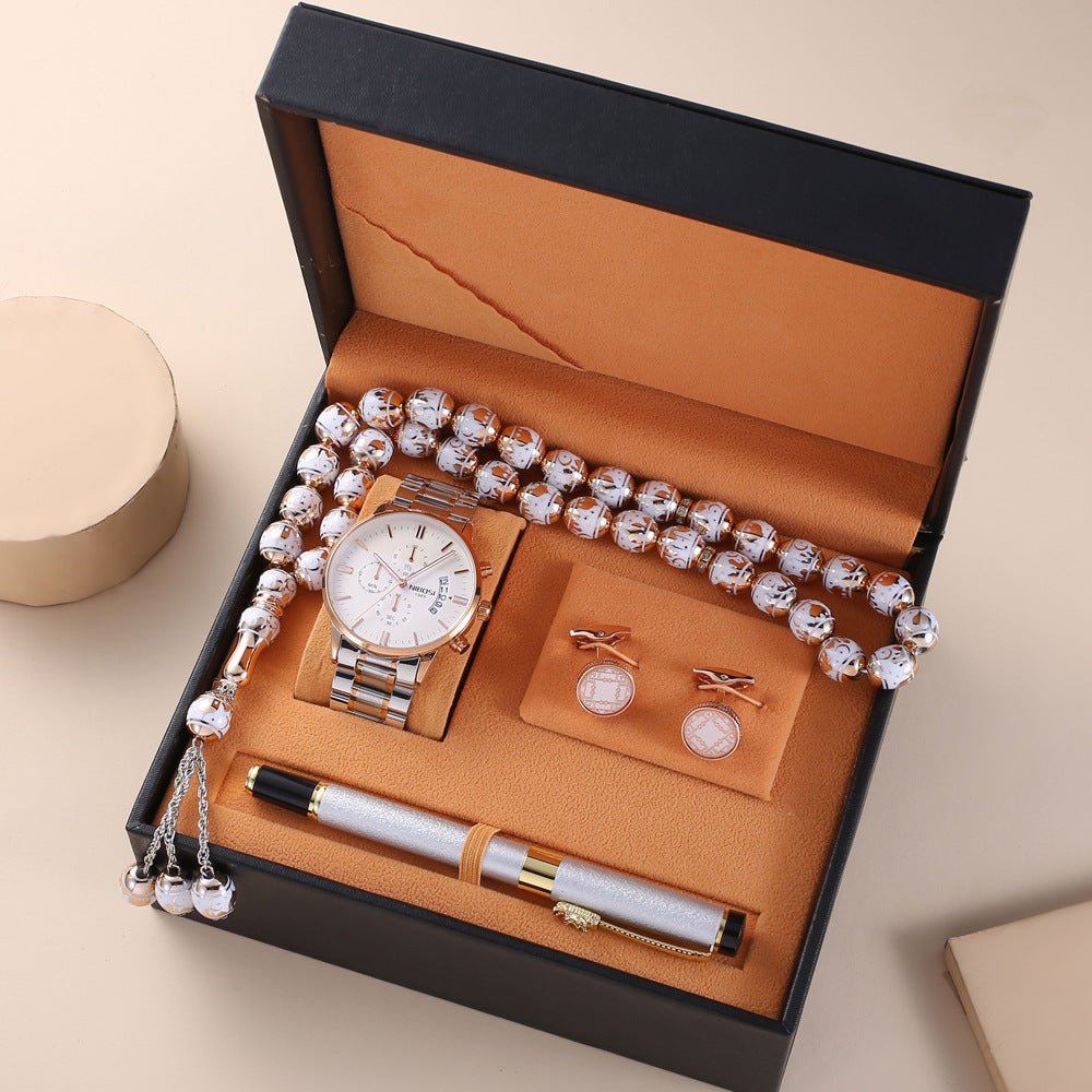 Rosary, Waterproof Watch, Cufflinks, Pen, High - end Gift Box - AmiraMart