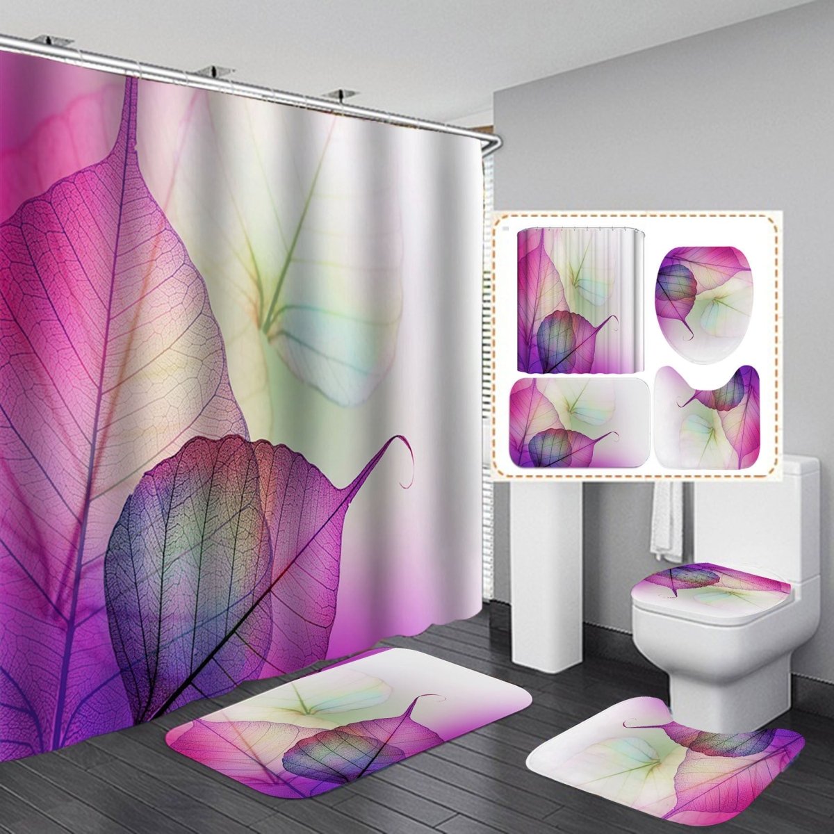 Waterproof Bath Curtain with Hook Sets - AmiraMart