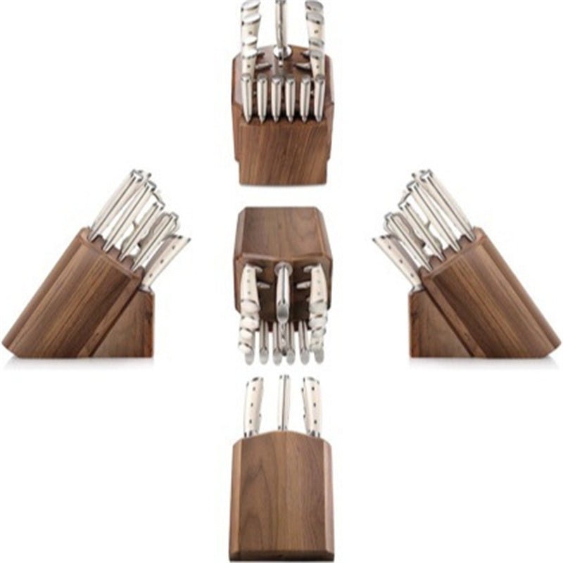 White Handle Steel Head Chef's Knife Wooden Seat Knife - AmiraMart