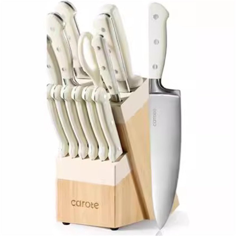 White Handle Steel Head Chef's Knife Wooden Seat Knife - AmiraMart