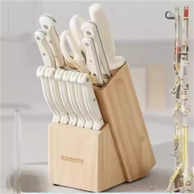 White Handle Steel Head Chef's Knife Wooden Seat Knife - AmiraMart