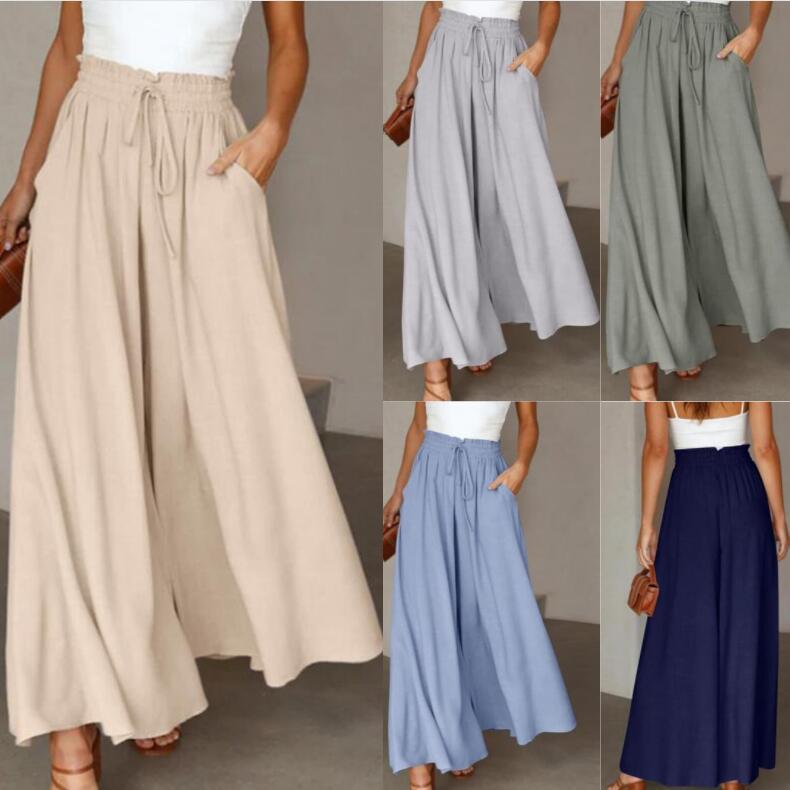 Wide Leg High Waist Long Dress Pants - AmiraMart