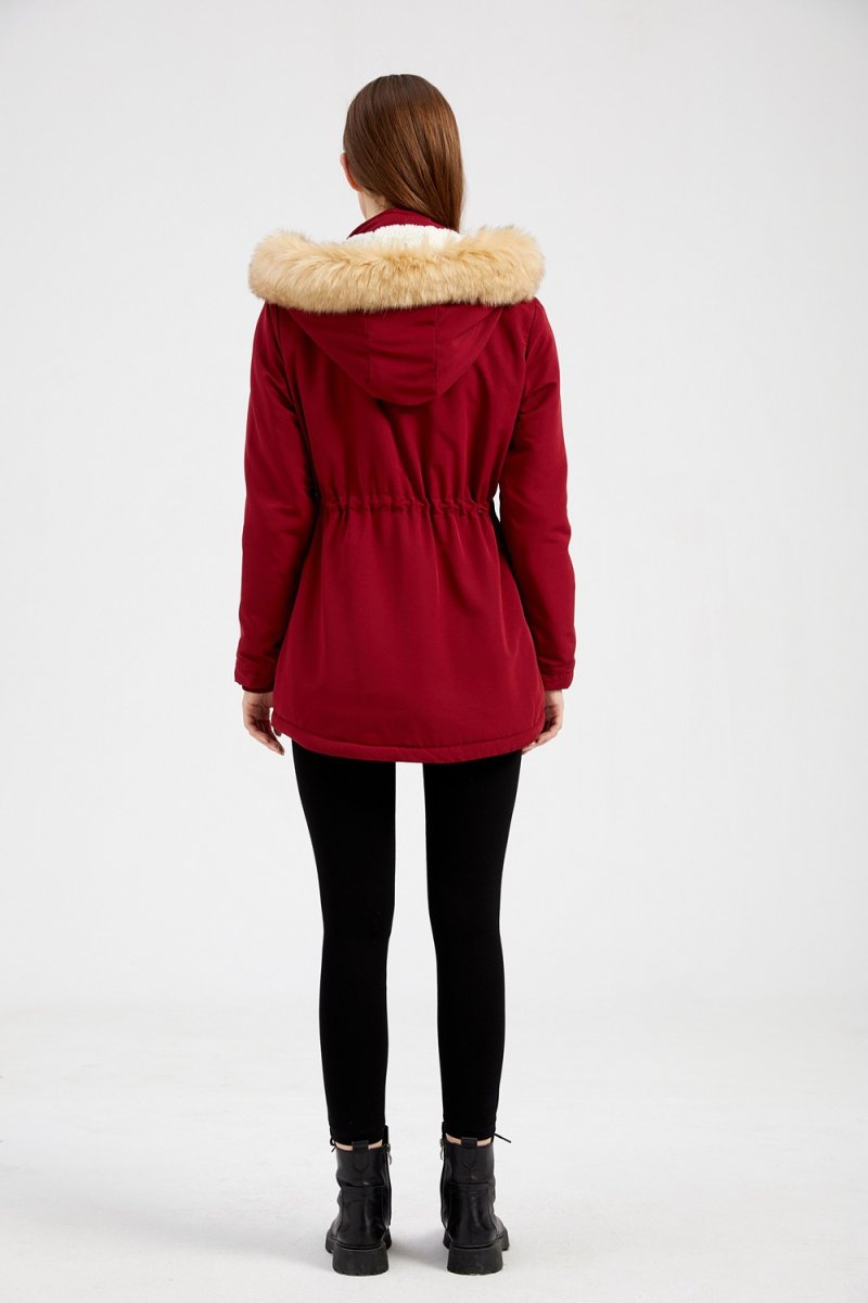 WInter Coat Detachable Hooded Feece Jacket Women - AmiraMart
