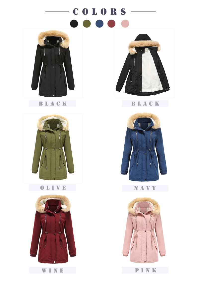 WInter Coat Detachable Hooded Feece Jacket Women - AmiraMart