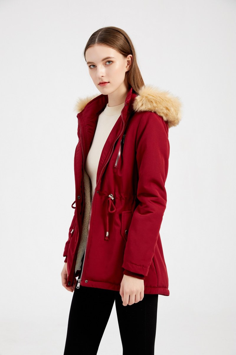 WInter Coat Detachable Hooded Feece Jacket Women - AmiraMart