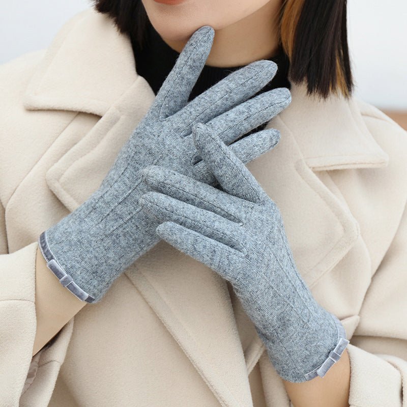Winter Fleece Lined Padded Warm Keeping Finger Gloves - AmiraMart