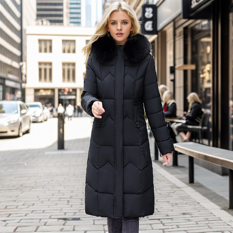 Winter Long Coat With Thickened Fur Collar - AmiraMart