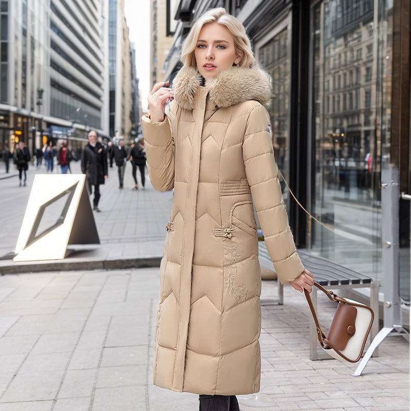 Winter Long Coat With Thickened Fur Collar - AmiraMart