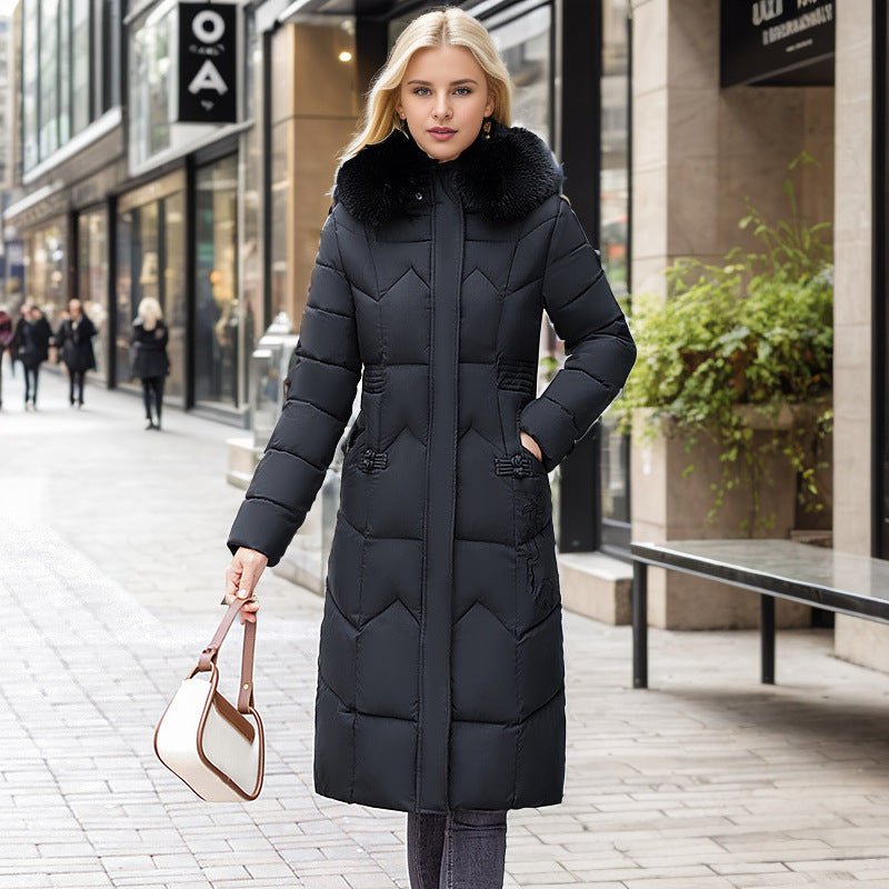 Winter Long Coat With Thickened Fur Collar - AmiraMart