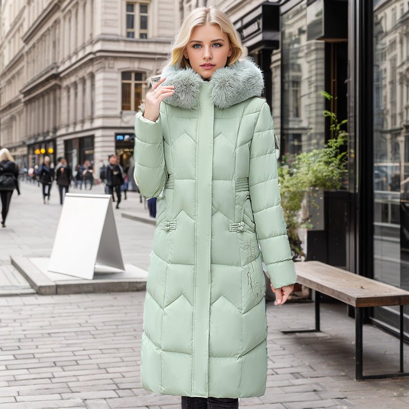 Winter Long Coat With Thickened Fur Collar - AmiraMart