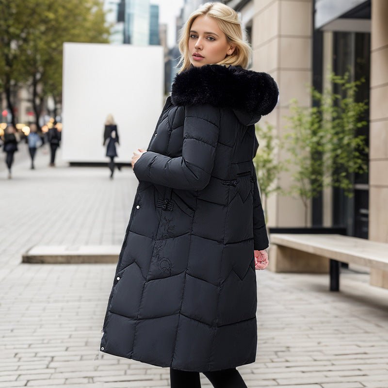 Winter Long Coat With Thickened Fur Collar - AmiraMart