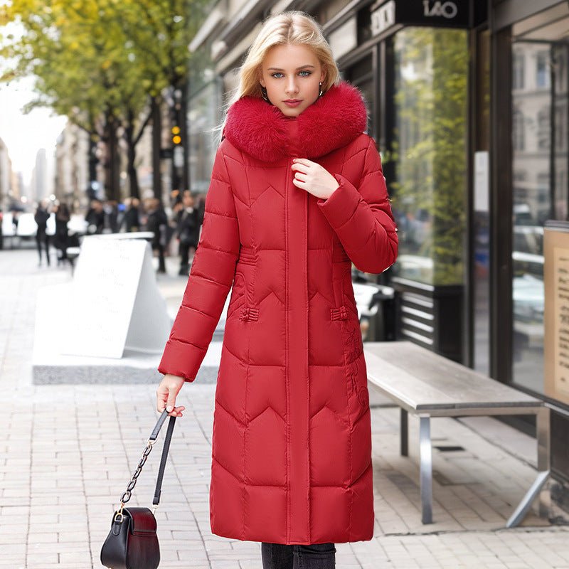 Winter Long Coat With Thickened Fur Collar - AmiraMart