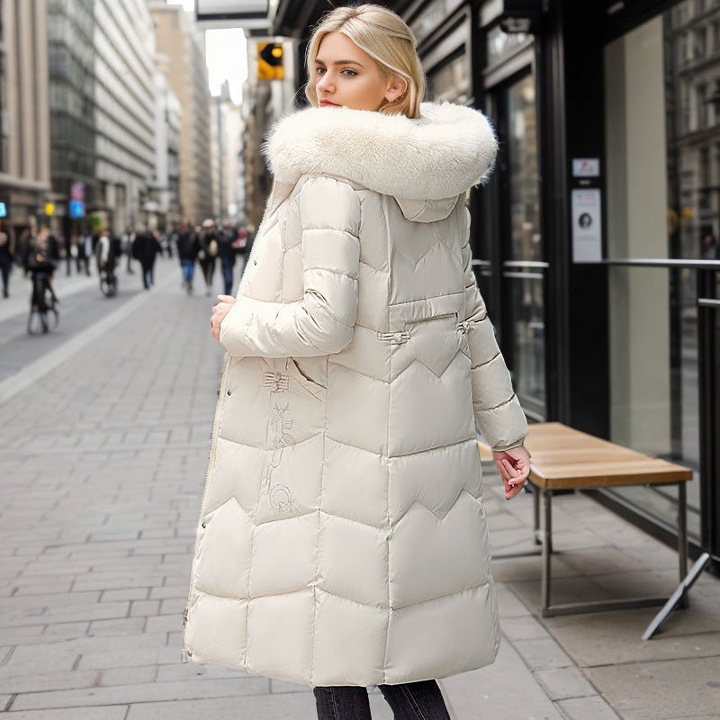 Winter Long Coat With Thickened Fur Collar - AmiraMart