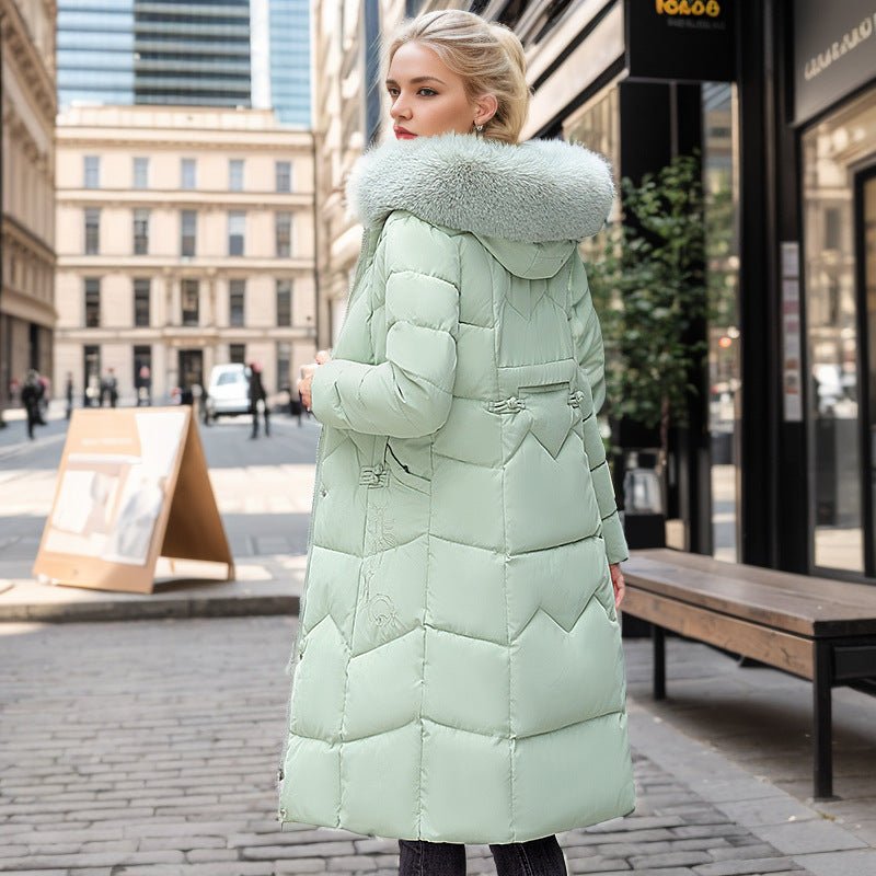 Winter Long Coat With Thickened Fur Collar - AmiraMart