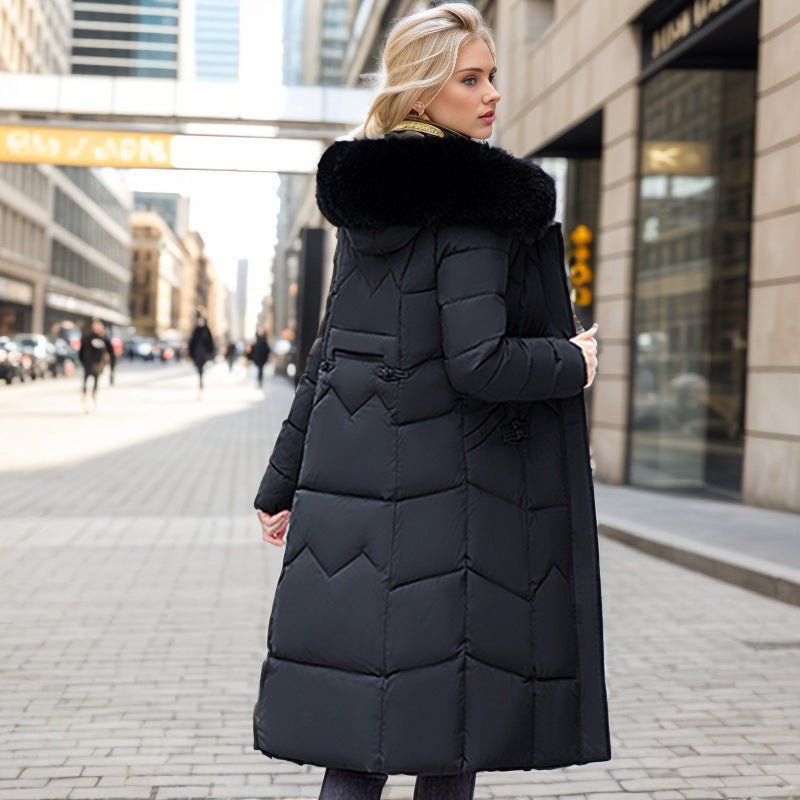 Winter Long Coat With Thickened Fur Collar - AmiraMart