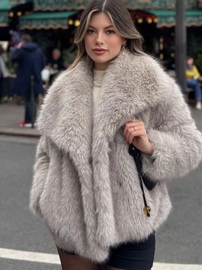 Winter Plush Coat Fashion Thicken Lapel Outwear - AmiraMart