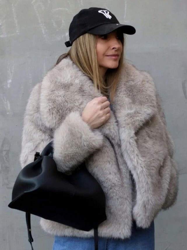 Winter Plush Coat Fashion Thicken Lapel Outwear - AmiraMart