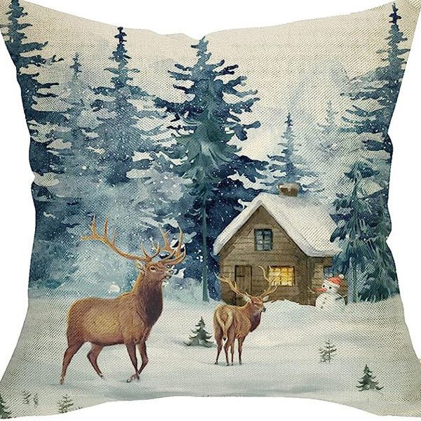 Winter Series Throw Pillow Cover Linen - AmiraMart