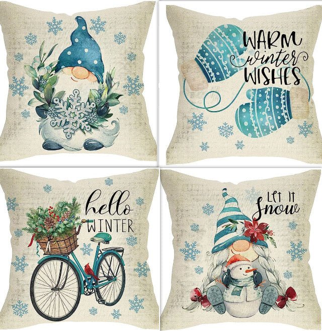 Winter Series Throw Pillow Cover Linen - AmiraMart