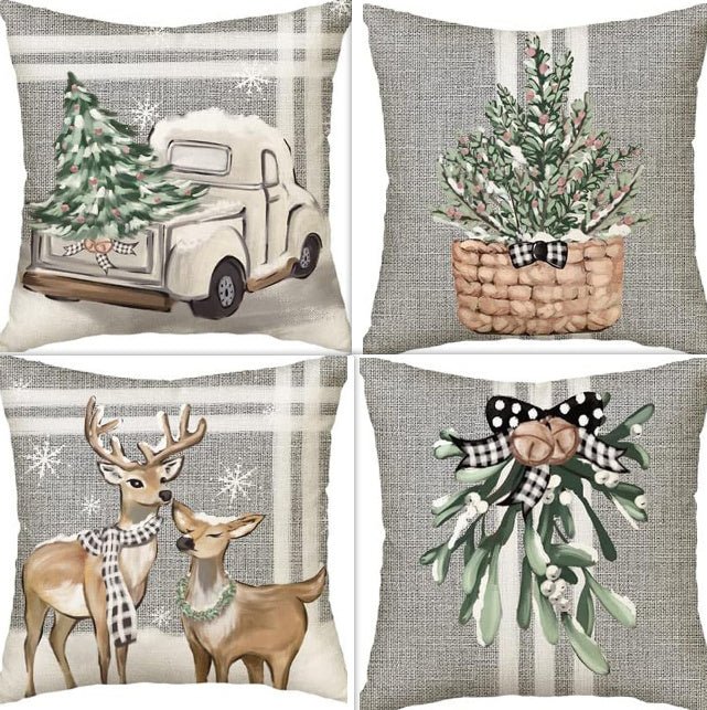 Winter Series Throw Pillow Cover Linen - AmiraMart
