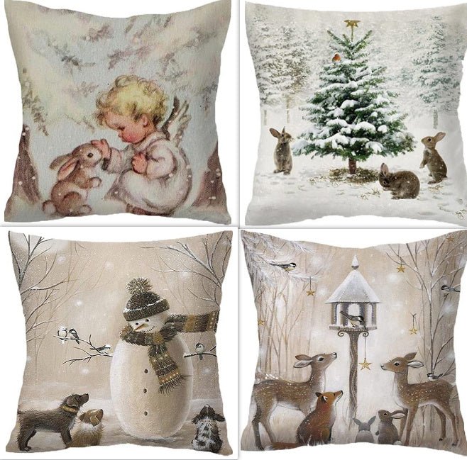 Winter Series Throw Pillow Cover Linen - AmiraMart